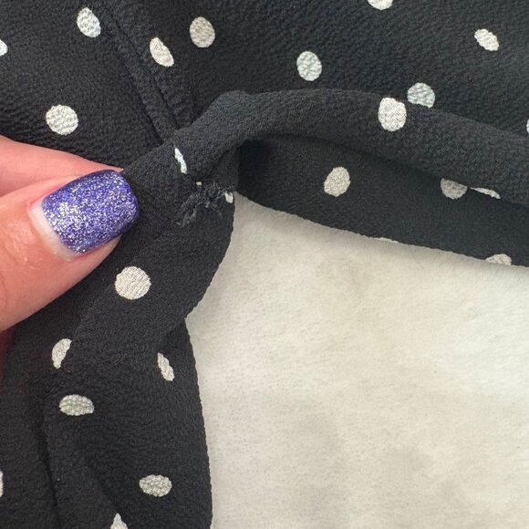 Black Polka Dot Wrap Crop Top Blouse W/ Ruffled Bell Sleeves By Clé Luv- Size S - Picture 13 of 13